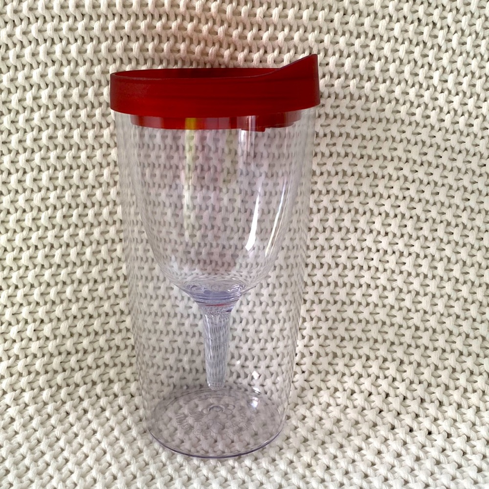 Vino2Go 8oz Acrylic Portable Wine Tumbler with Red Lid